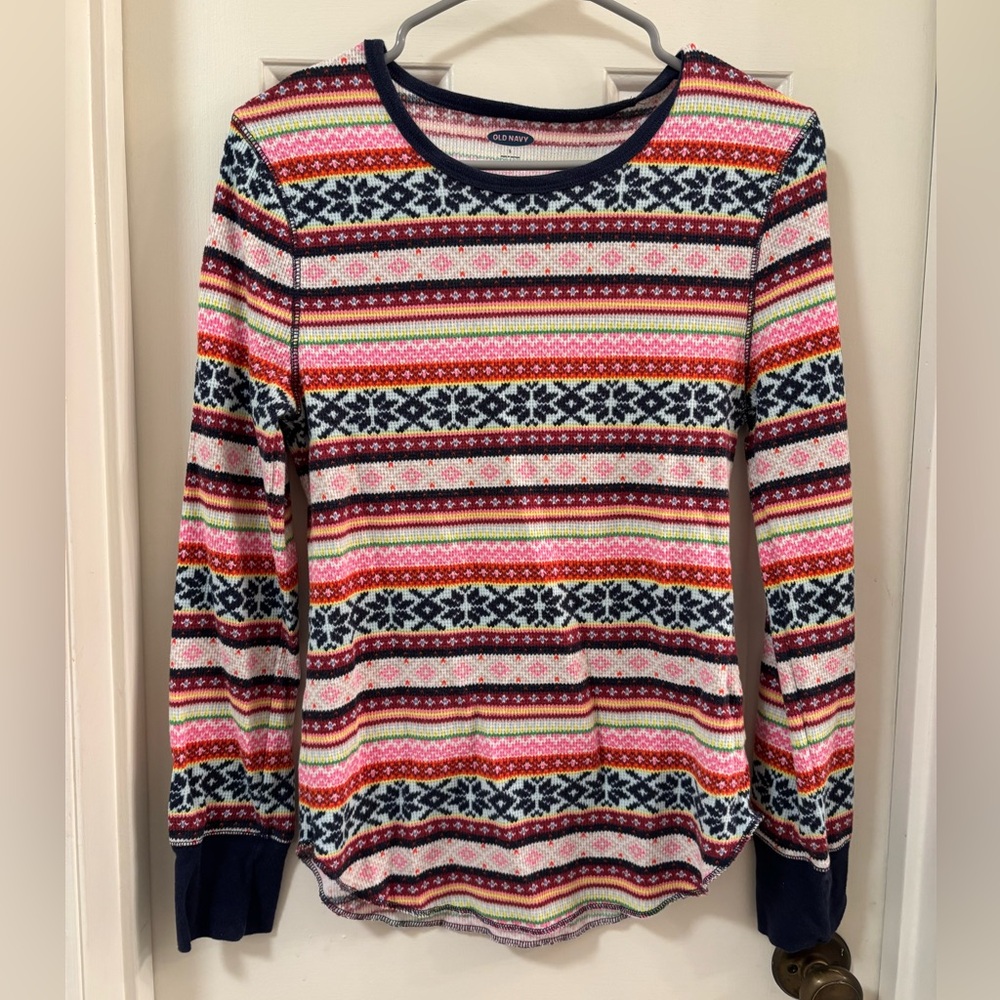 Old Navy Printed Thermal Knit Long Sleeve Tee